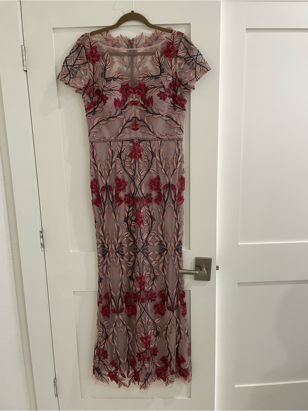 JS Collections Floral Embroidered Pink Evening Gown 6